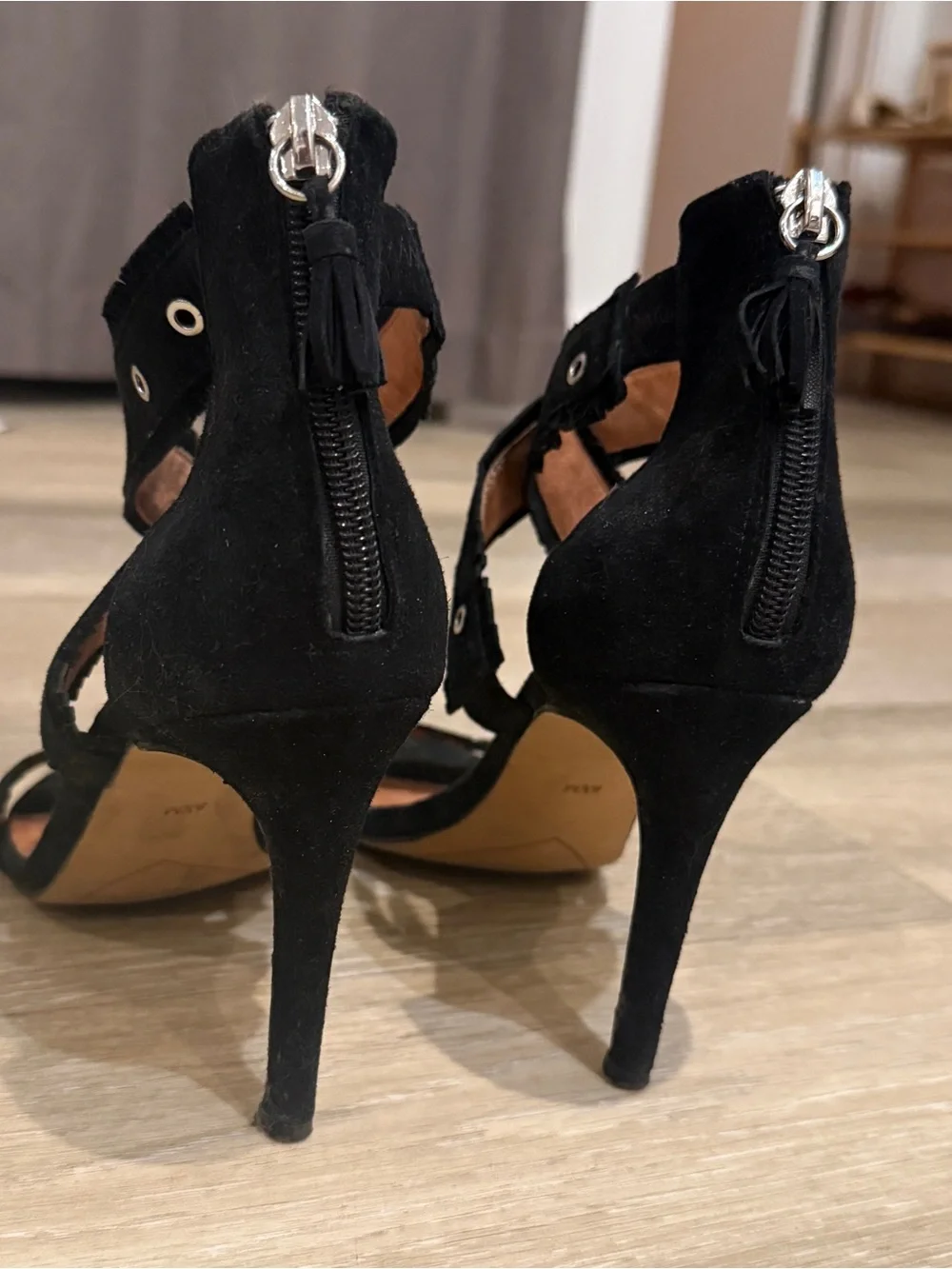 Halogen Black Grommet Strappy Heeled Sandals